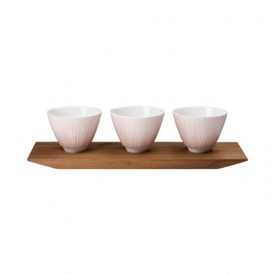 Hering Berlin Soda Red set of 3 amuse bouche dishes on tray l300 b90h70