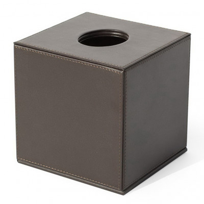 Craster Bedroom Faux Leather Square Tissue box Espresso Brown / Inner 138 × 138 × 140 mm