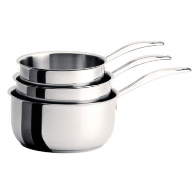 MASTER - SET OF 3 STAINLESS STEEL SAUCEPANS FIXED HANDLE 16 - 18 AND 20 CM
