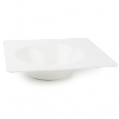 CHIC Verso hluboký talíř s proužkem 18x18x4.5cm bílý